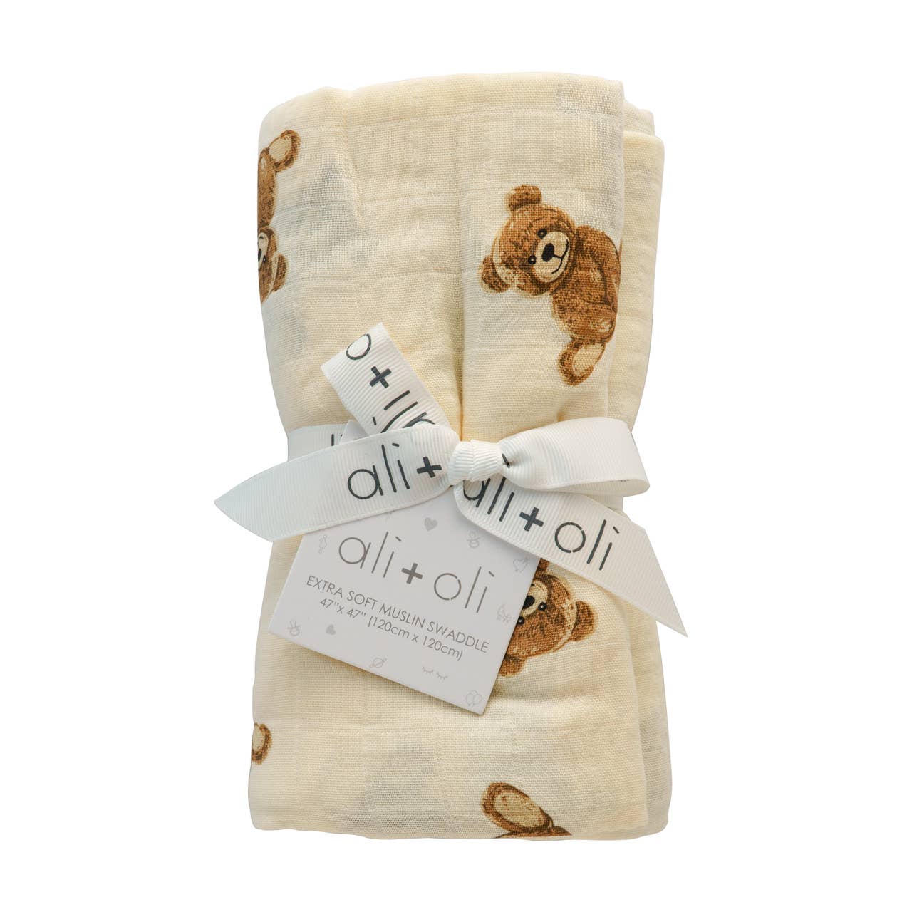 Bamboo Muslin Swaddle Blanket | Teddy Bear