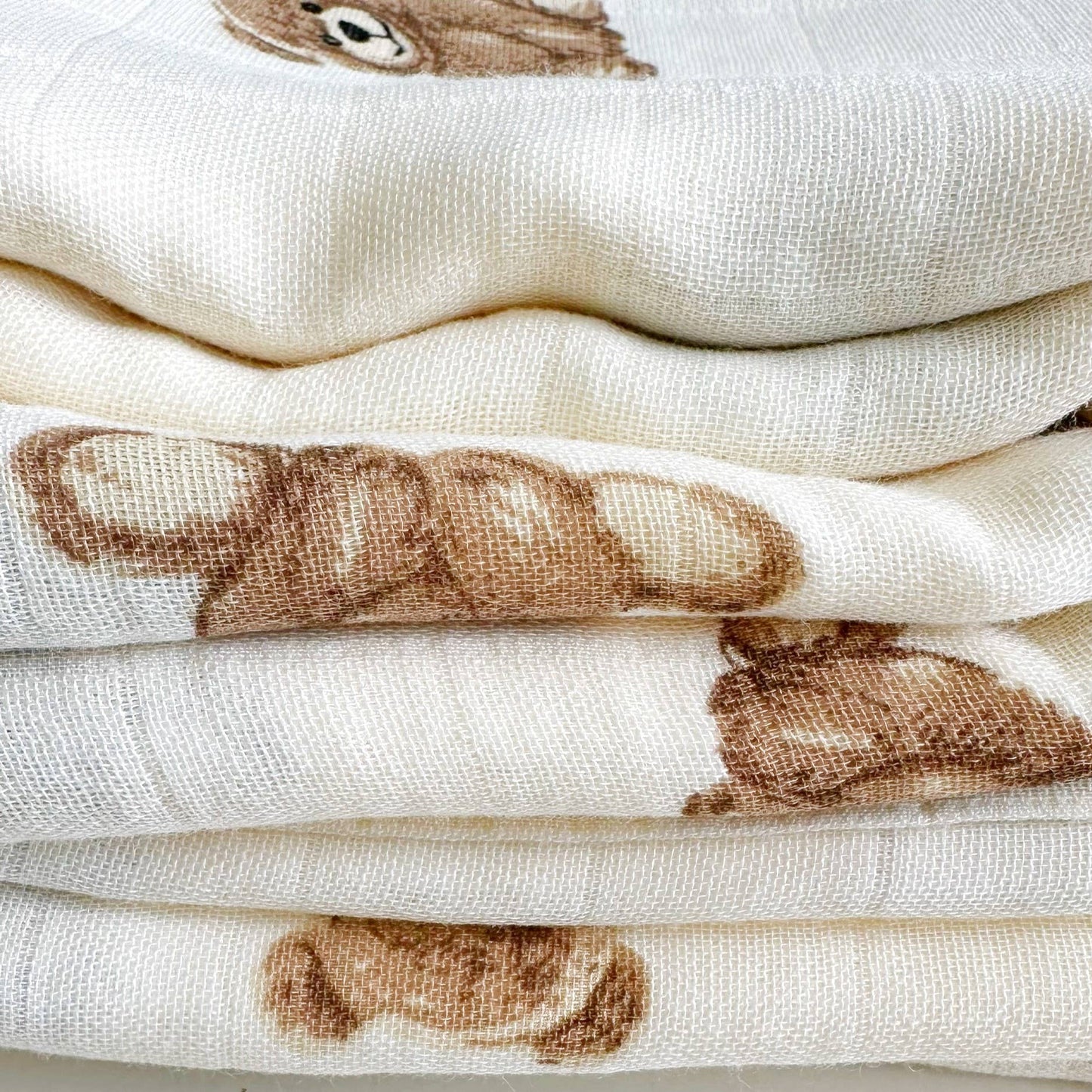 Bamboo Muslin Swaddle Blanket | Teddy Bear