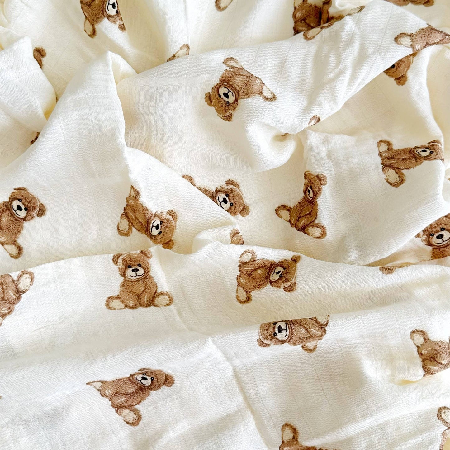 Bamboo Muslin Swaddle Blanket | Teddy Bear