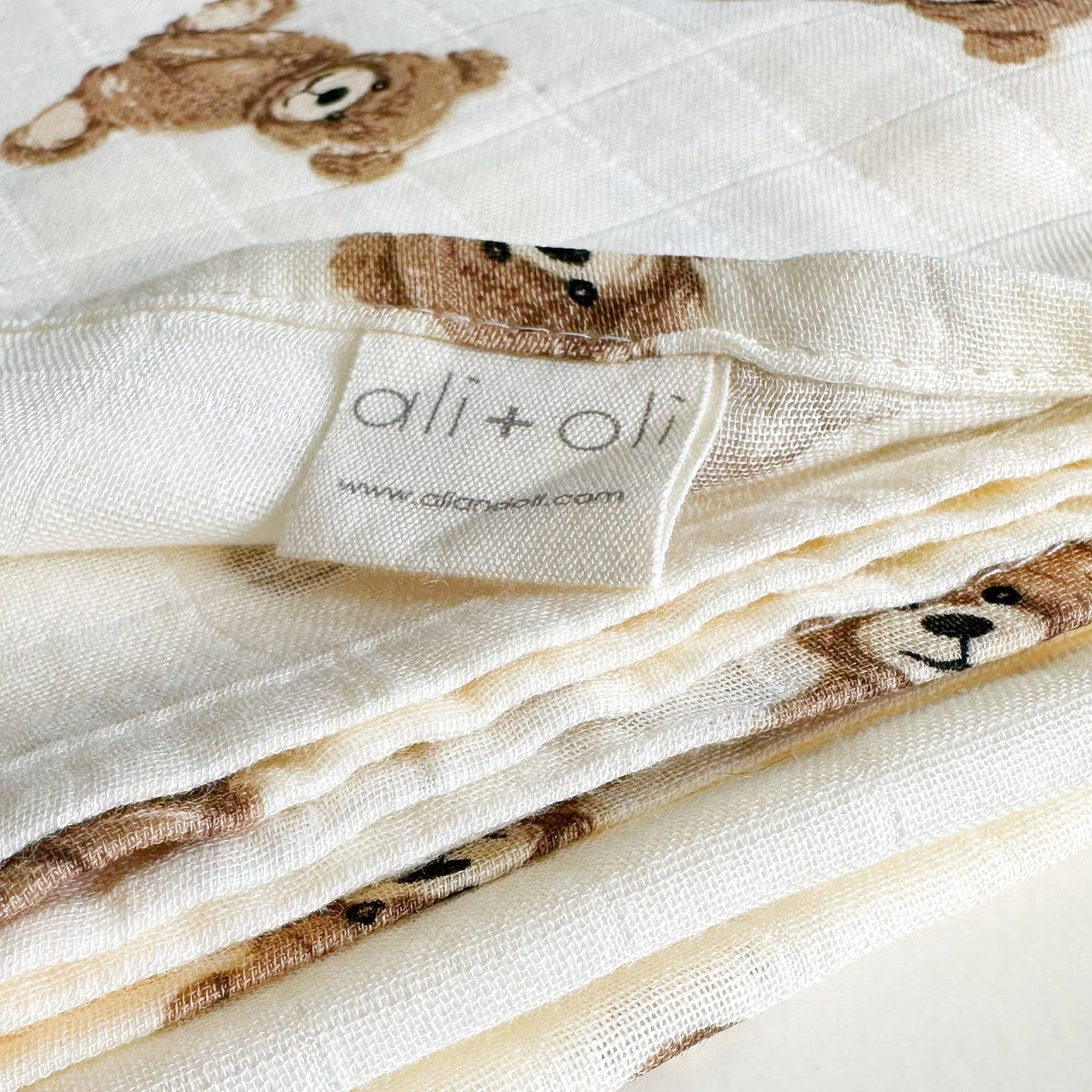 Bamboo Muslin Swaddle Blanket | Teddy Bear